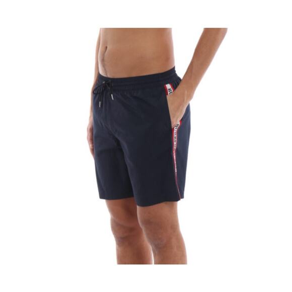 Burberry Men’s Swim Trunks Shorts Navy Striped Logo Bands